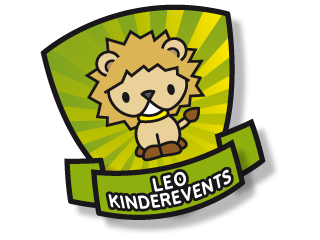 Leo-Kinderevents, Showkünstler · Kinder Dormagen, Logo