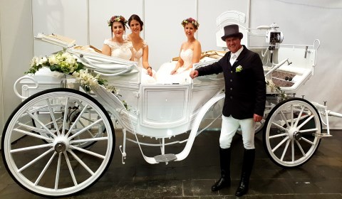 Premium-Hochzeitskutschfahrten - weiße Kutsche, Hochzeitsauto · Kutsche Leichlingen, Kontaktbild